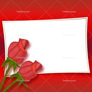 تصویر با کیفیت قاب قرمز و گل رز
